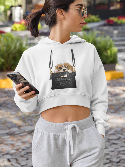 Dog in a purse Crop Hoodie