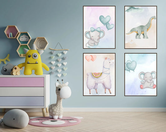 Fantasy Funland - Set of 4 cute Digital Poster for your Kids bedroom