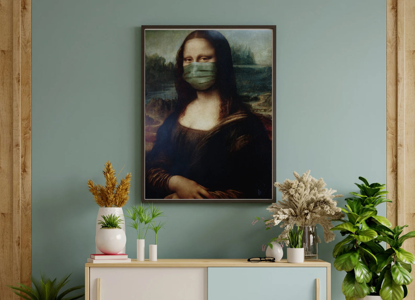 Masked Up Monalisa - Digital Poster for your living room, bedroom, office or entryway
