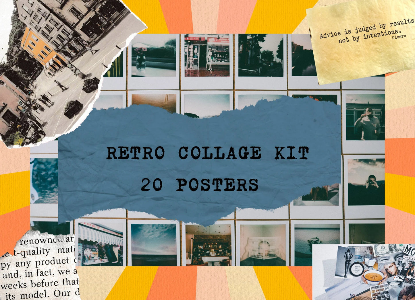 Old-School Cool: Retro Vibe Digital Posters for a Vintage Look - Set of 20