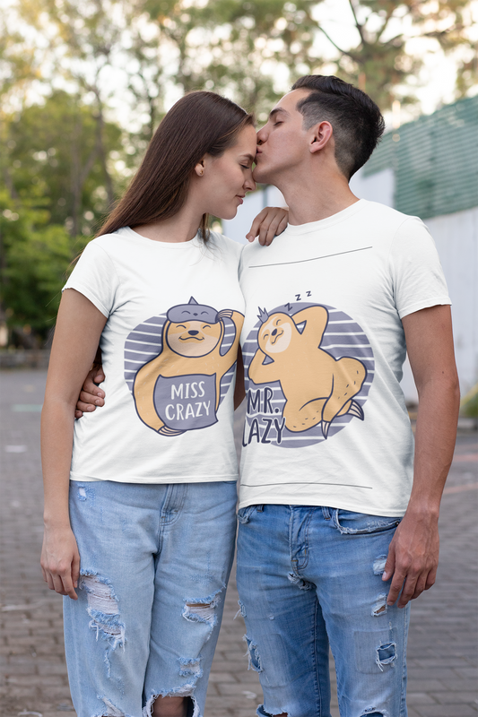 Miss. Crazy, Mr. Lazy Couple's T-Shirt (Pack of 2)